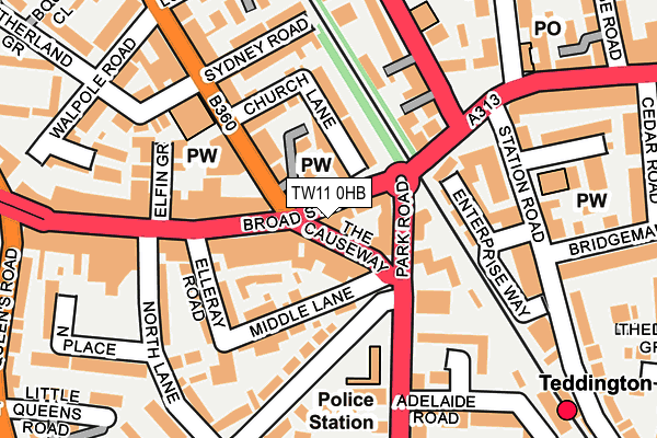 TW11 0HB map - OS OpenMap – Local (Ordnance Survey)