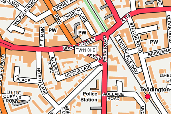 TW11 0HE map - OS OpenMap – Local (Ordnance Survey)