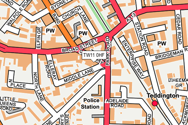 TW11 0HF map - OS OpenMap – Local (Ordnance Survey)