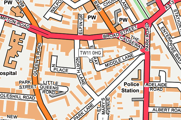 TW11 0HG map - OS OpenMap – Local (Ordnance Survey)