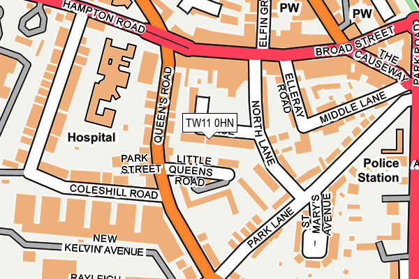 TW11 0HN map - OS OpenMap – Local (Ordnance Survey)