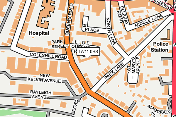 TW11 0HS map - OS OpenMap – Local (Ordnance Survey)