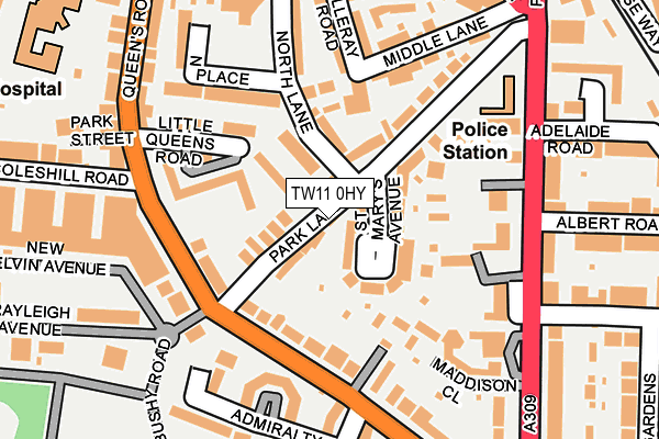 TW11 0HY map - OS OpenMap – Local (Ordnance Survey)