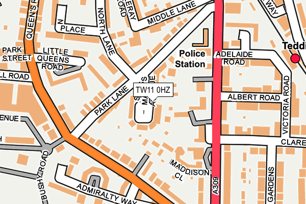 TW11 0HZ map - OS OpenMap – Local (Ordnance Survey)