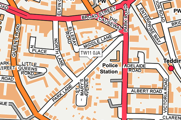 TW11 0JA map - OS OpenMap – Local (Ordnance Survey)