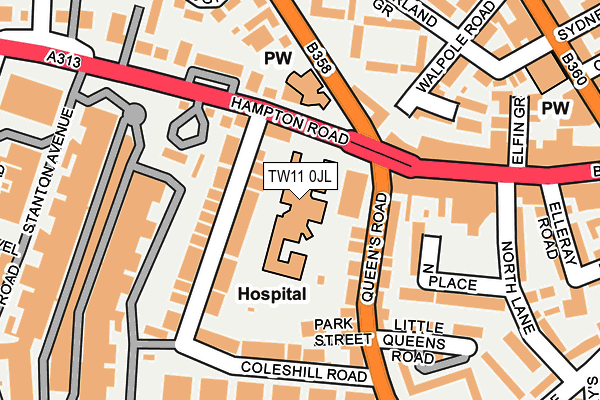 TW11 0JL map - OS OpenMap – Local (Ordnance Survey)