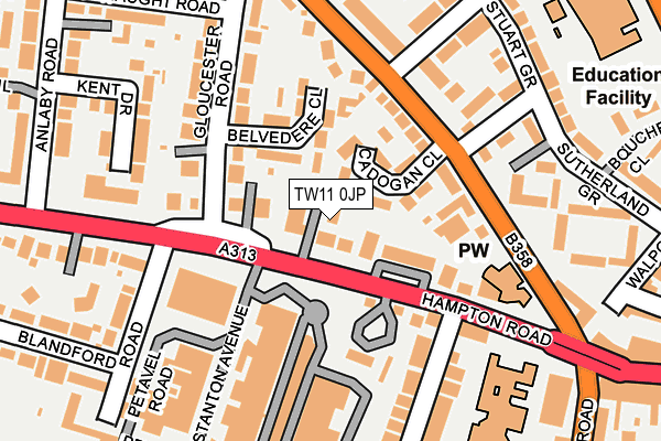 TW11 0JP map - OS OpenMap – Local (Ordnance Survey)