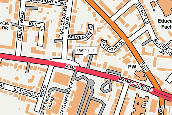 TW11 0JT map - OS OpenMap – Local (Ordnance Survey)