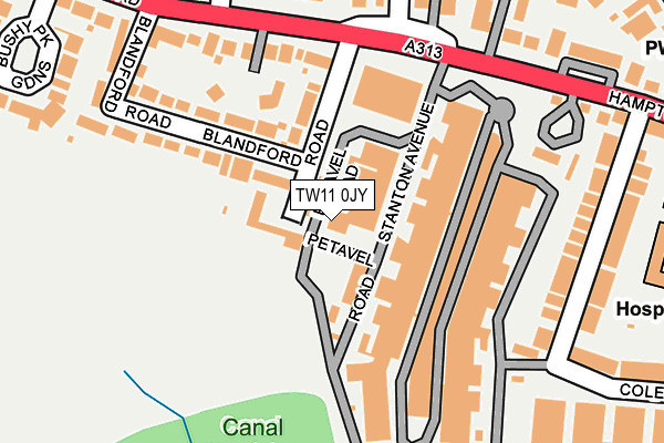 TW11 0JY map - OS OpenMap – Local (Ordnance Survey)