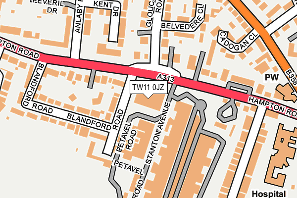 TW11 0JZ map - OS OpenMap – Local (Ordnance Survey)