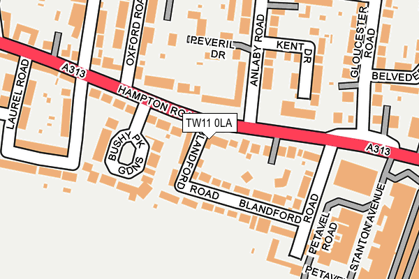 TW11 0LA map - OS OpenMap – Local (Ordnance Survey)