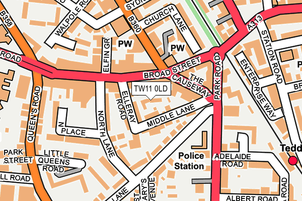 TW11 0LD map - OS OpenMap – Local (Ordnance Survey)