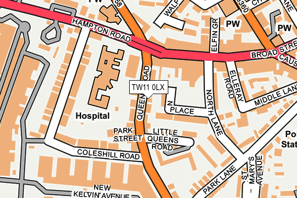 TW11 0LX map - OS OpenMap – Local (Ordnance Survey)