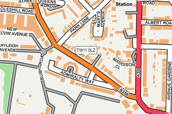 TW11 0LZ map - OS OpenMap – Local (Ordnance Survey)