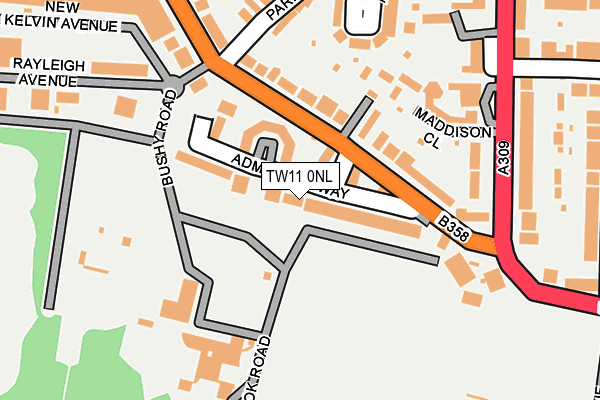TW11 0NL map - OS OpenMap – Local (Ordnance Survey)