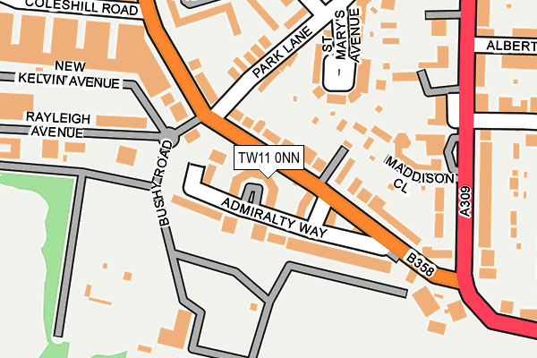 TW11 0NN map - OS OpenMap – Local (Ordnance Survey)