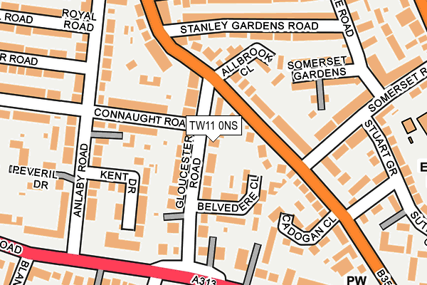 TW11 0NS map - OS OpenMap – Local (Ordnance Survey)
