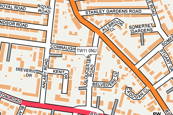 TW11 0NU map - OS OpenMap – Local (Ordnance Survey)