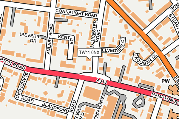 TW11 0NX map - OS OpenMap – Local (Ordnance Survey)