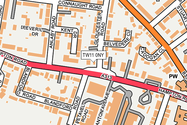 TW11 0NY map - OS OpenMap – Local (Ordnance Survey)