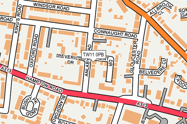 TW11 0PB map - OS OpenMap – Local (Ordnance Survey)
