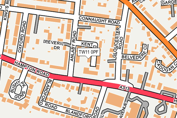TW11 0PF map - OS OpenMap – Local (Ordnance Survey)