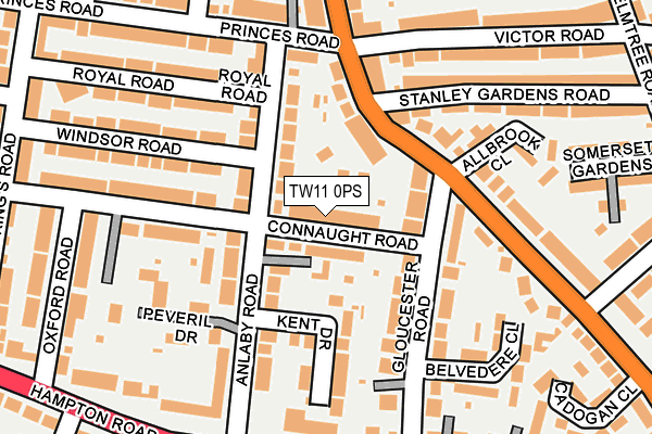 TW11 0PS map - OS OpenMap – Local (Ordnance Survey)