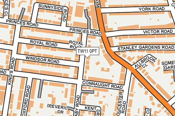 TW11 0PT map - OS OpenMap – Local (Ordnance Survey)