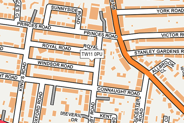 TW11 0PU map - OS OpenMap – Local (Ordnance Survey)