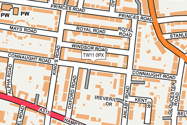 TW11 0PX map - OS OpenMap – Local (Ordnance Survey)