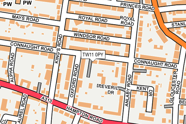 TW11 0PY map - OS OpenMap – Local (Ordnance Survey)