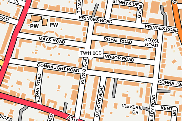 TW11 0QD map - OS OpenMap – Local (Ordnance Survey)