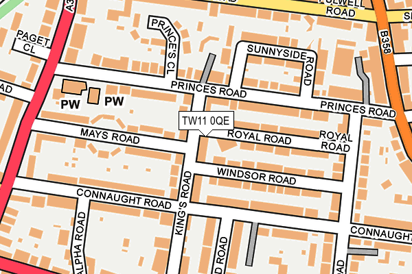 TW11 0QE map - OS OpenMap – Local (Ordnance Survey)