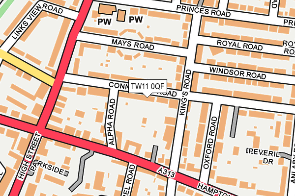 TW11 0QF map - OS OpenMap – Local (Ordnance Survey)