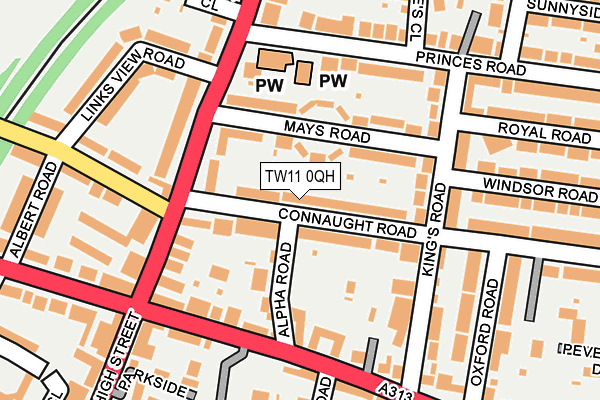 TW11 0QH map - OS OpenMap – Local (Ordnance Survey)