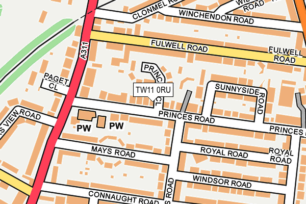 TW11 0RU map - OS OpenMap – Local (Ordnance Survey)