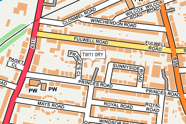 TW11 0RY map - OS OpenMap – Local (Ordnance Survey)