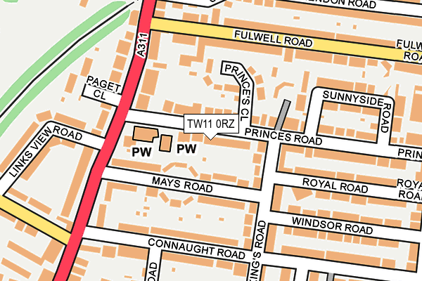 TW11 0RZ map - OS OpenMap – Local (Ordnance Survey)