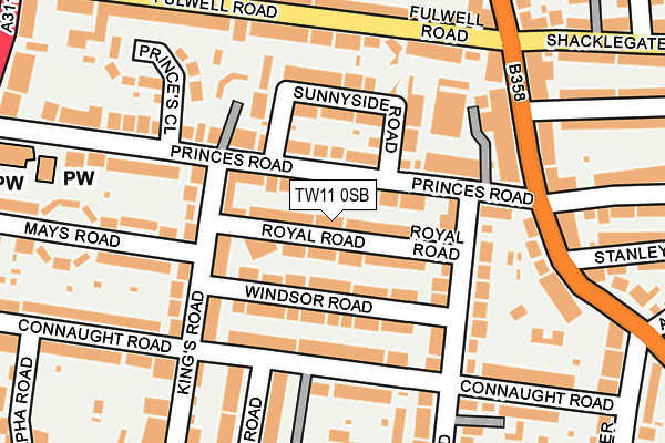TW11 0SB map - OS OpenMap – Local (Ordnance Survey)