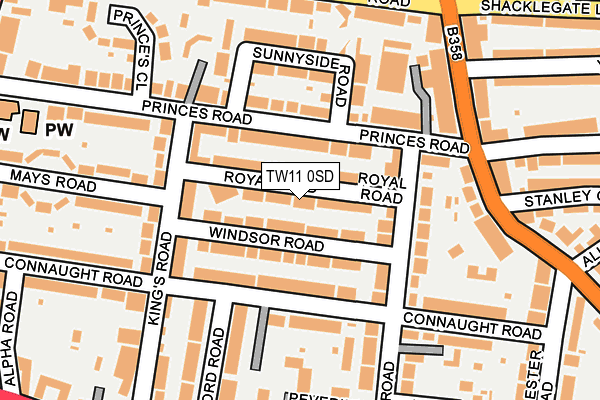 TW11 0SD map - OS OpenMap – Local (Ordnance Survey)