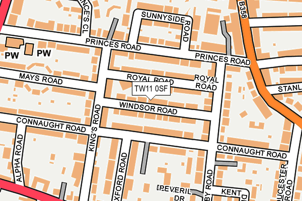 TW11 0SF map - OS OpenMap – Local (Ordnance Survey)