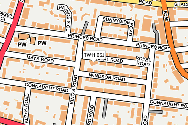 TW11 0SJ map - OS OpenMap – Local (Ordnance Survey)