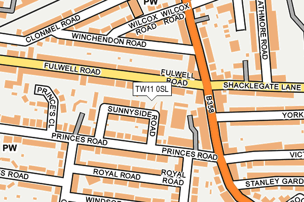 TW11 0SL map - OS OpenMap – Local (Ordnance Survey)