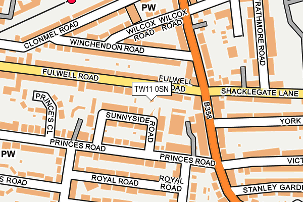 TW11 0SN map - OS OpenMap – Local (Ordnance Survey)