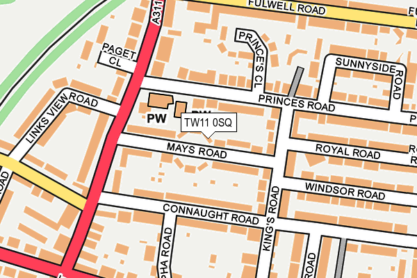 TW11 0SQ map - OS OpenMap – Local (Ordnance Survey)