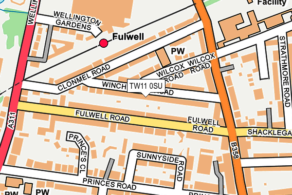 TW11 0SU map - OS OpenMap – Local (Ordnance Survey)