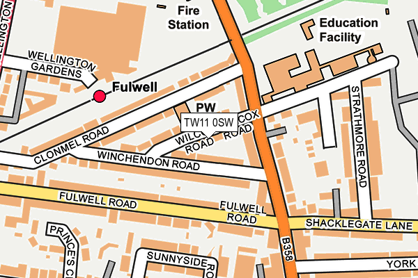 TW11 0SW map - OS OpenMap – Local (Ordnance Survey)