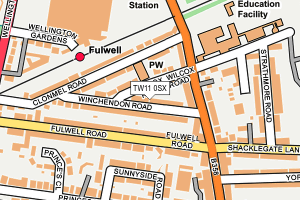 TW11 0SX map - OS OpenMap – Local (Ordnance Survey)