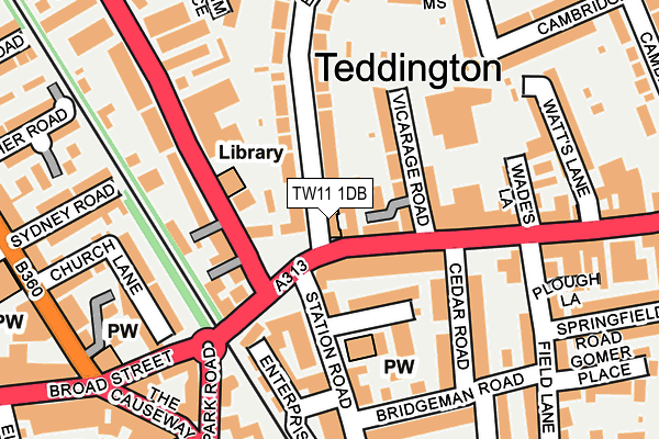 TW11 1DB map - OS OpenMap – Local (Ordnance Survey)
