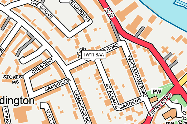 TW11 8AA map - OS OpenMap – Local (Ordnance Survey)
